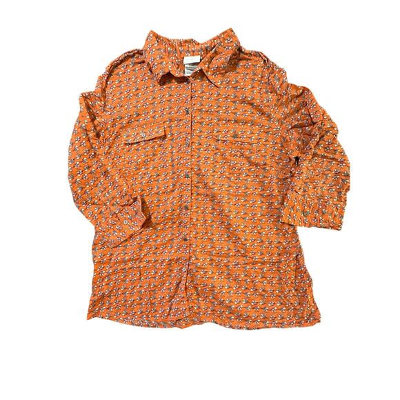 Jaclyn Smith Blouse long sleeve or 3/4 rolled up casual button elephant xl - Picture 1 of 10